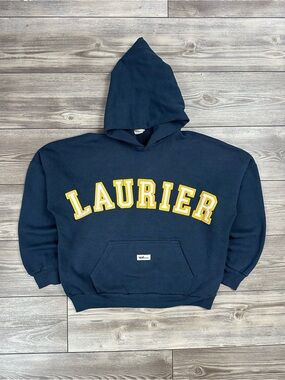 Vintage 90’s Laurier University Hooded Sweatshirt Navy